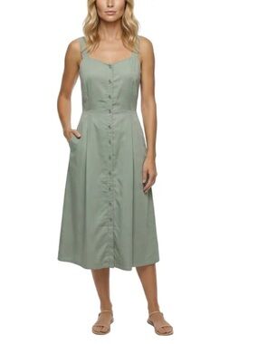Simon Chang - NWT - Sage Green Tencel Button-Front Maxi Dress